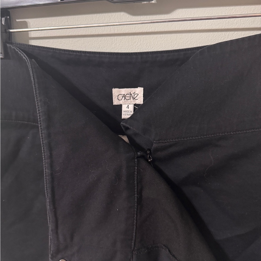 Y2K Vintage Cache Women’s Black Wrap Style Front Skorts Size 4 - Picture 4 of 5